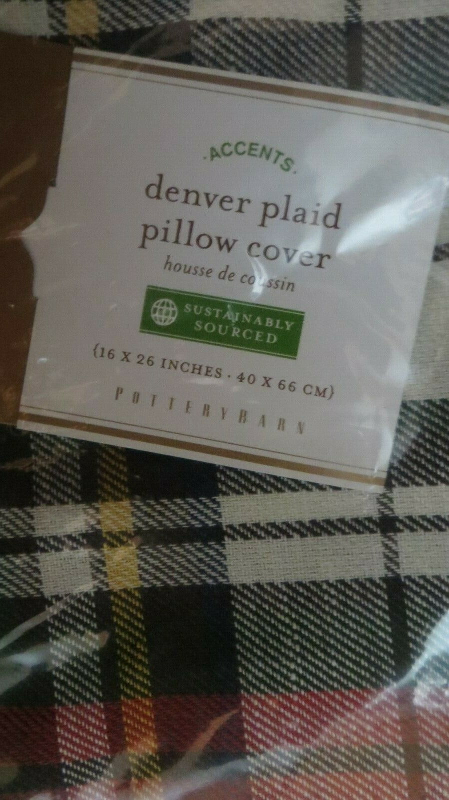 Pottery Barn Plaid Pillow cover Sham Disney 16x26 Sham ski Holiday Christmas \