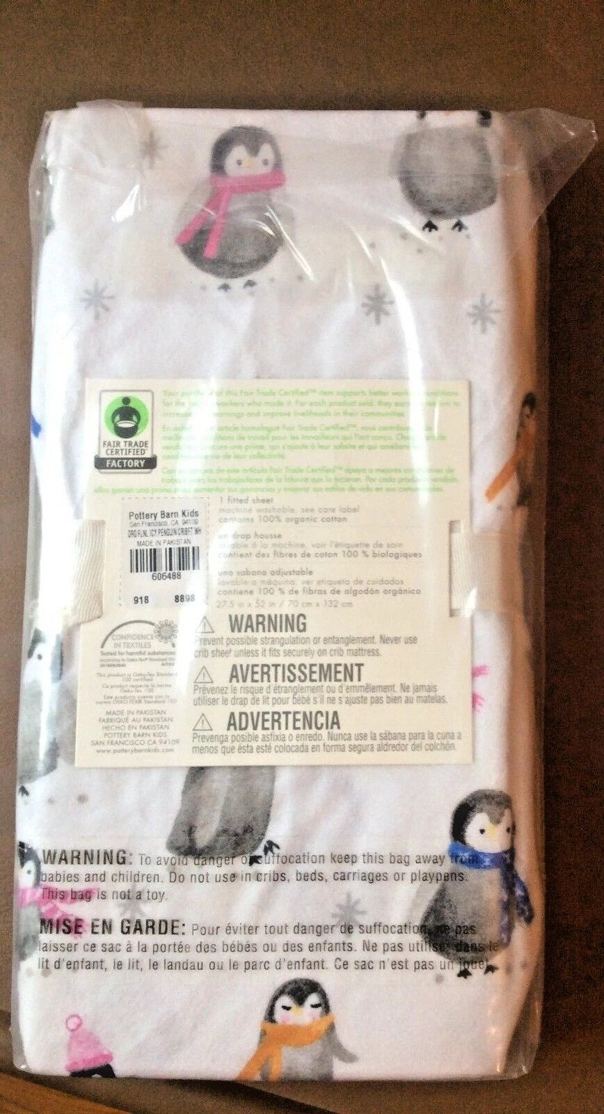 Disney Pottery barn Christmas Crib Toddler SHEET baby Holiday gift penguin kid