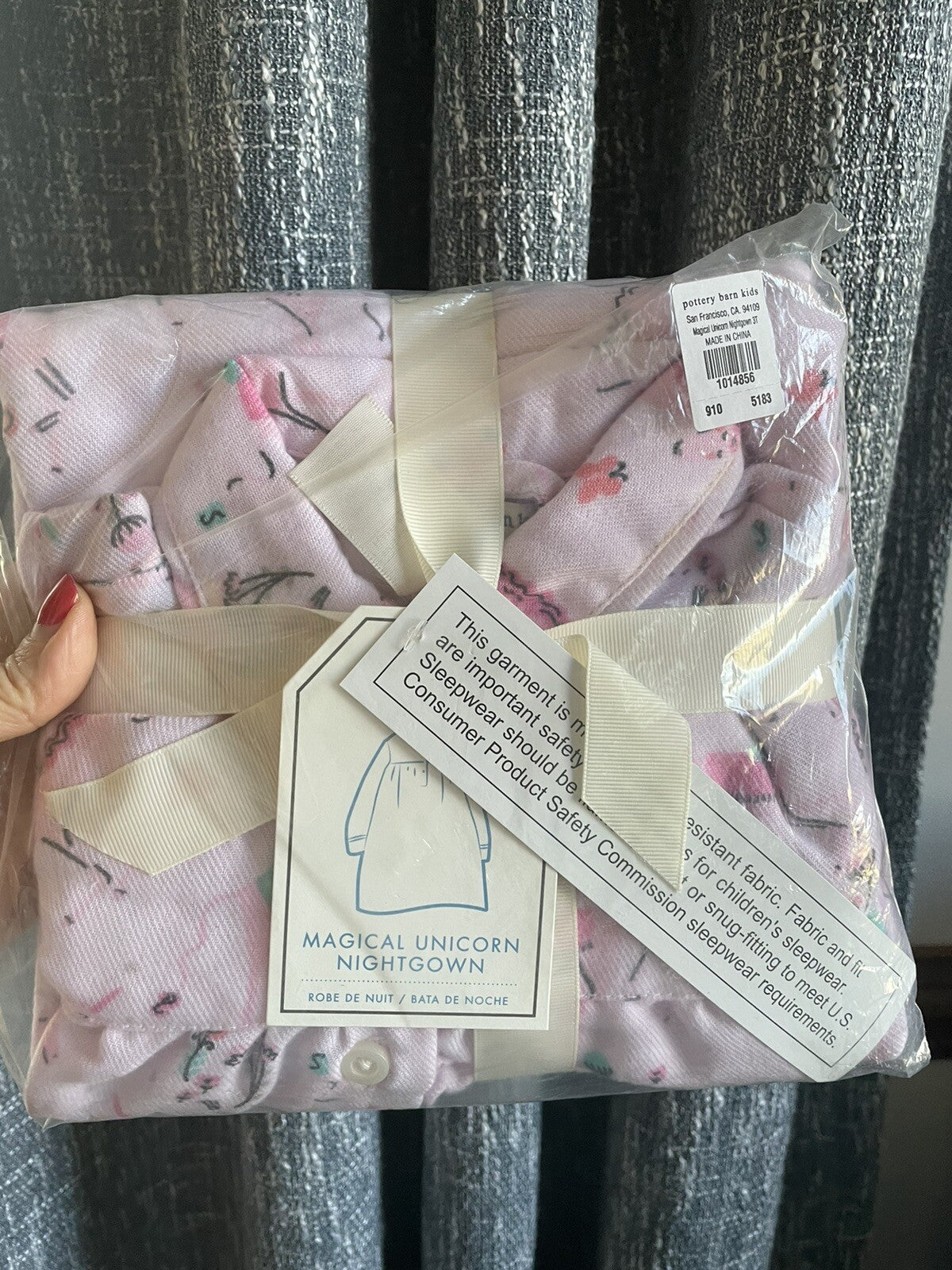 Disney Pottery Barn holiday Girl Night gown Unicorn horse Pajama sleep pj 3T m