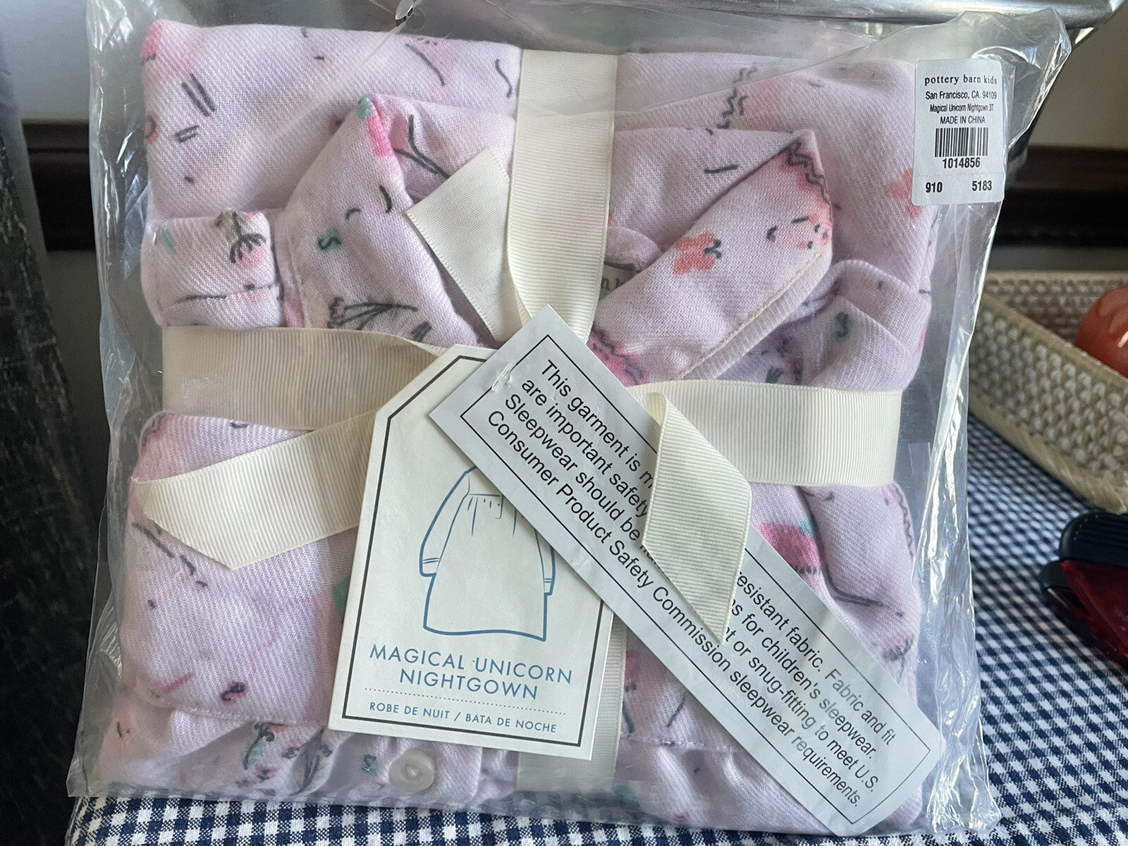 Disney Pottery Barn holiday Girl Night gown Unicorn horse Pajama sleep pj 3T m