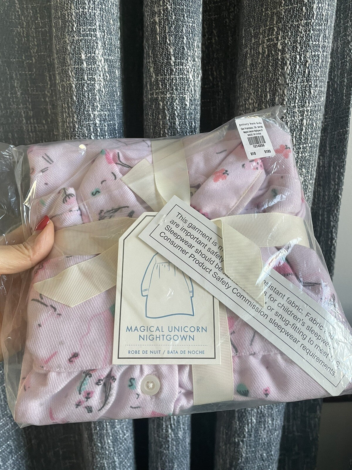 Disney Pottery Barn holiday Girl Night gown Unicorn horse Pajama sleep pj 3T m