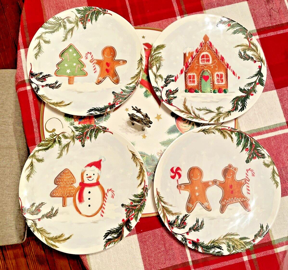 Pottery Barn holiday Gingerbread Plate Christmas gift party Disney kid SET 4
