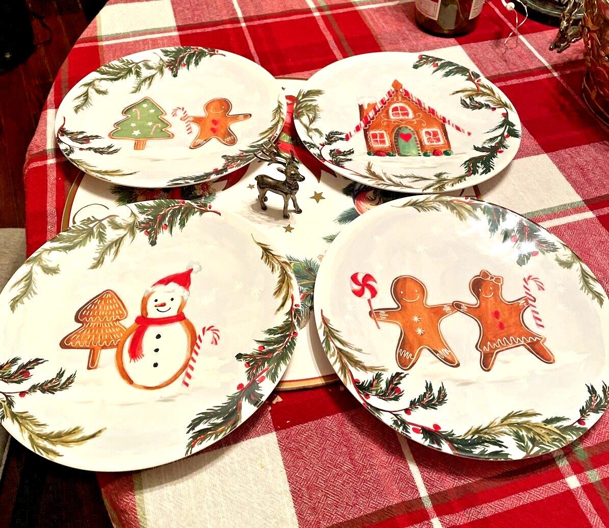 Pottery Barn holiday Gingerbread Plate Christmas gift party Disney kid SET 4