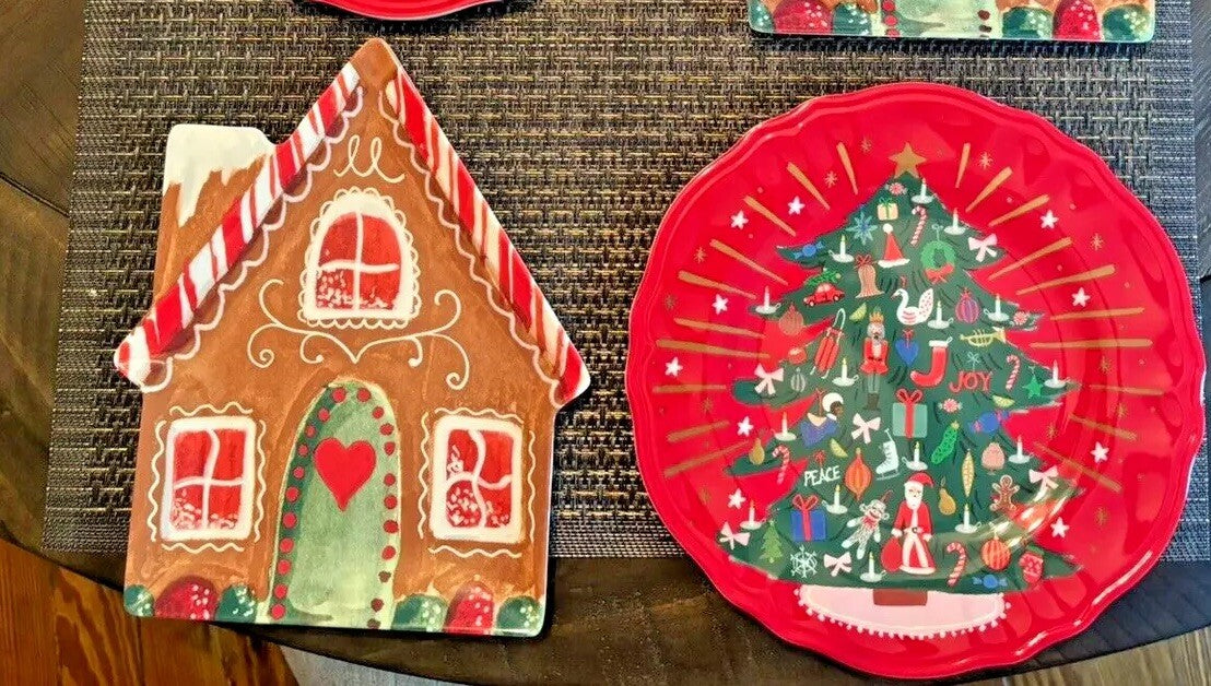 Pottery Barn Christmas holiday PLATE Nutcracker Gingerbread Disney party SET 4 .