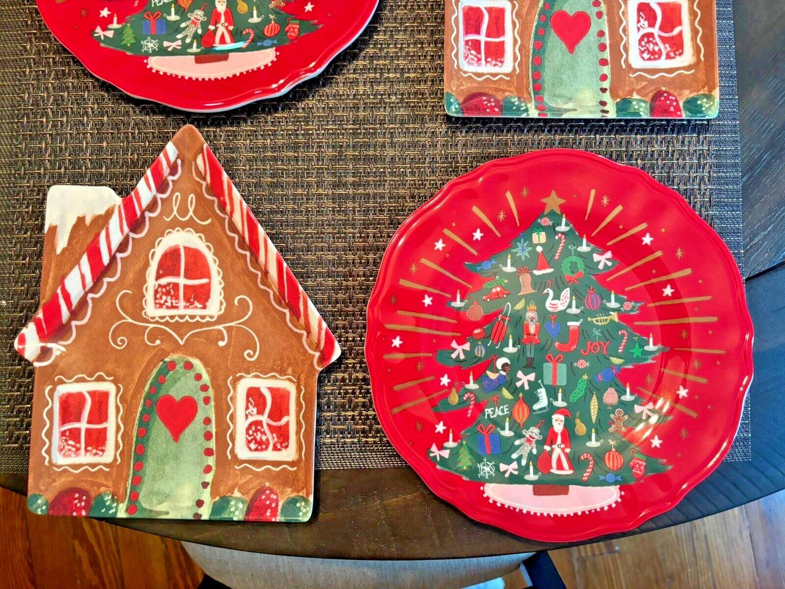 Pottery Barn Christmas holiday PLATE Nutcracker Gingerbread Disney party SET 4 .