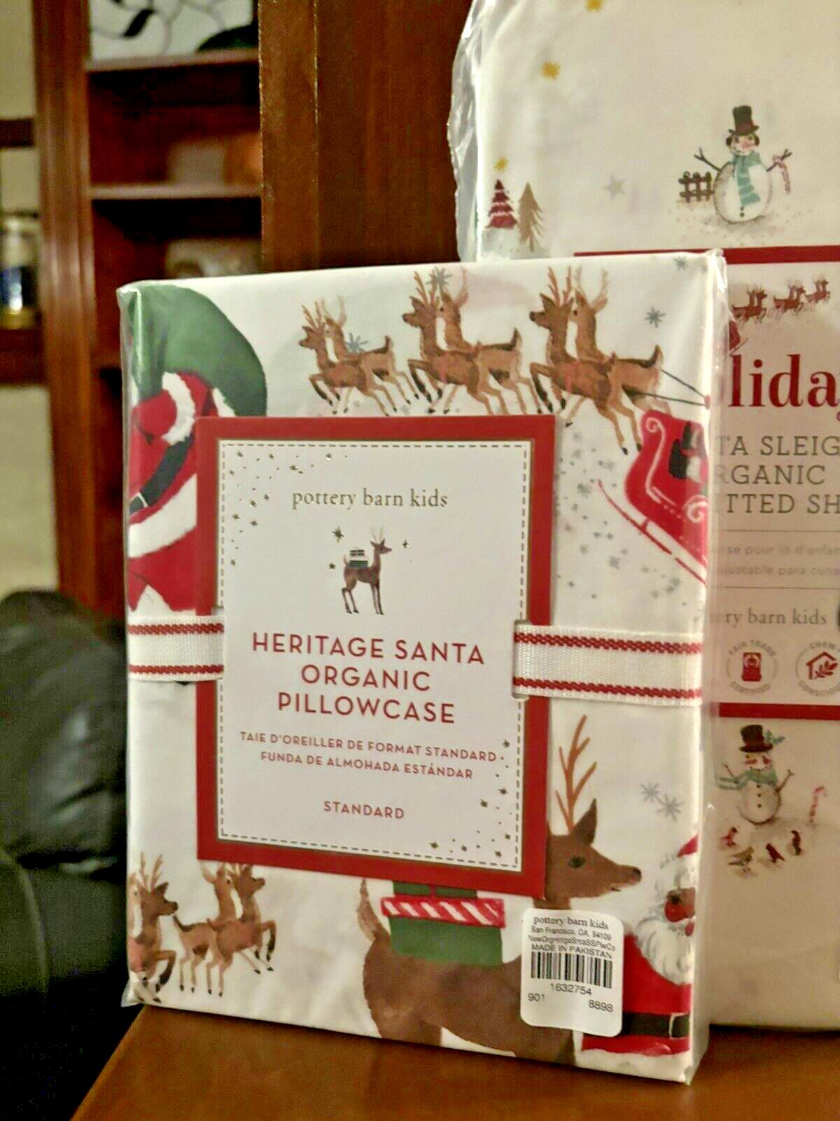 Pottery Barn holiday Christmas Rudolph Toddler baby Crib Sheet pillowcase set 2