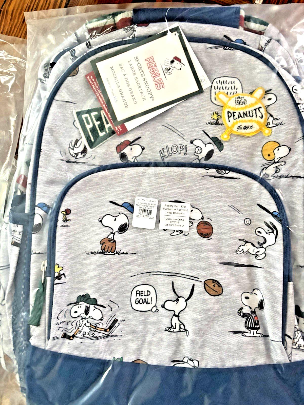 Pottery barn school BACKPACK LUNCH WATER bag Disney SNOOPY Sport travel birthday