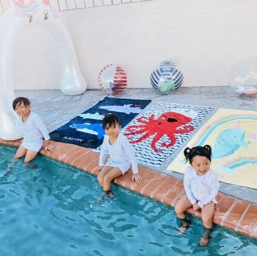 Pottery Barn bath pool towel shark fish beach school kid travel birthday gift