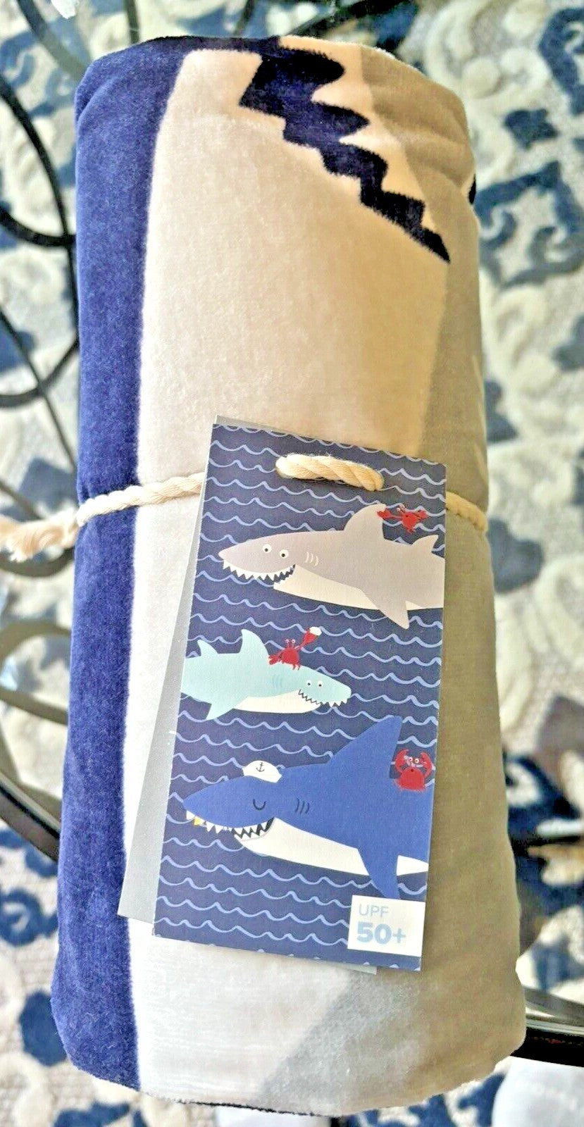 Pottery Barn bath pool towel shark fish beach school kid travel birthday gift