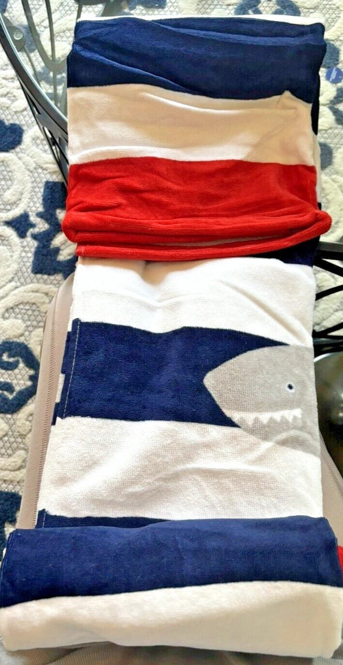 Pottery Barn bath pool towel shark fish beach baby school travel birthday gift
