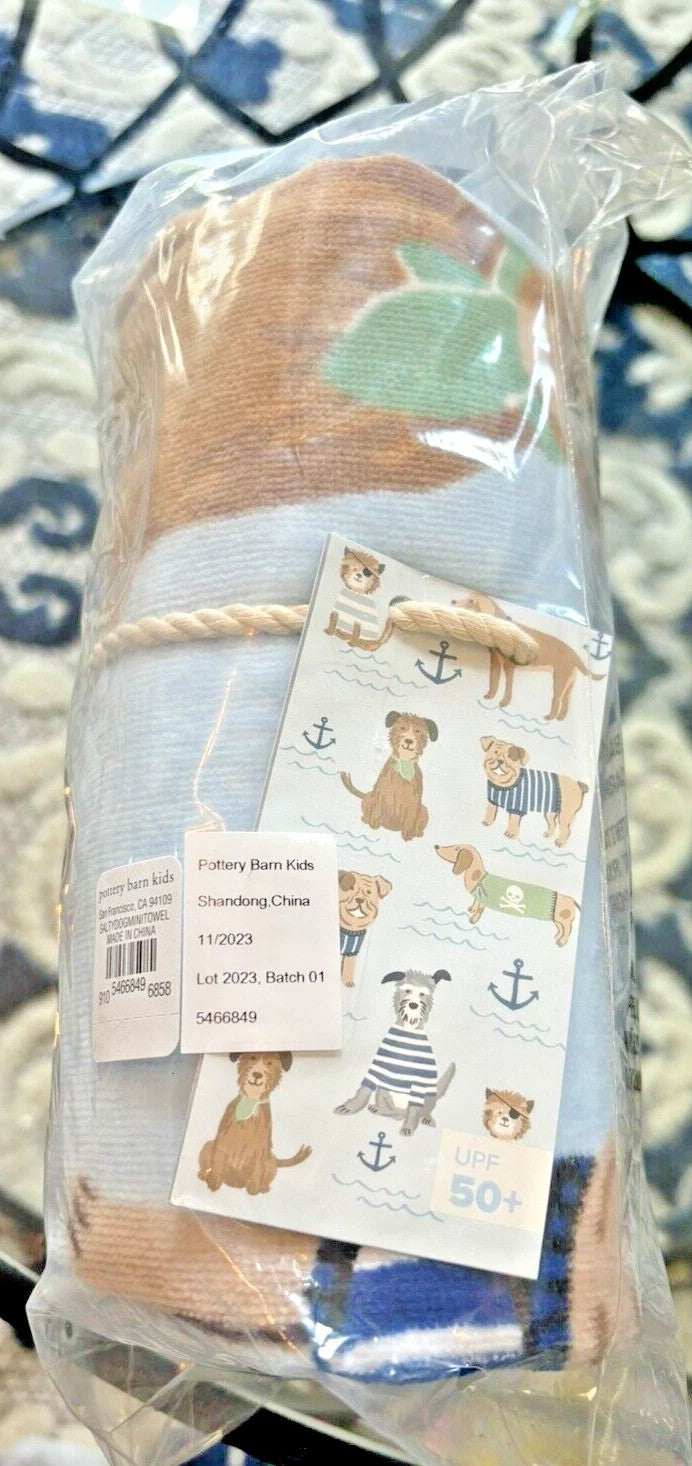 Pottery Barn bath pool towel Salty dog beach school kid travel birthday gift new