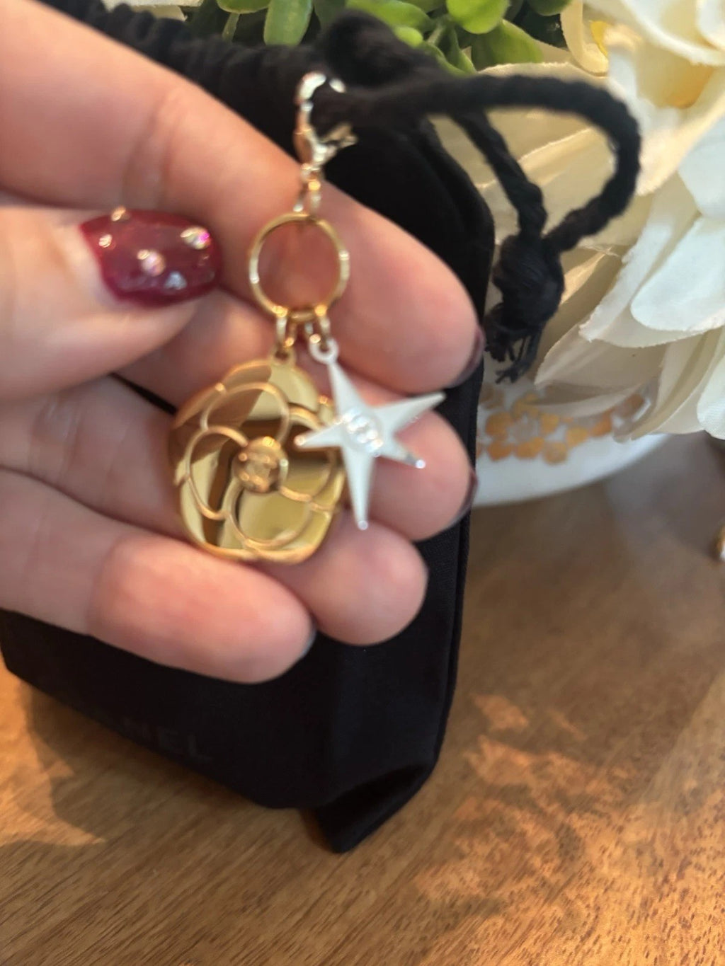 CHANEL Parfums Christmas Holiday gift Birthday charm Flower Star gold silver n