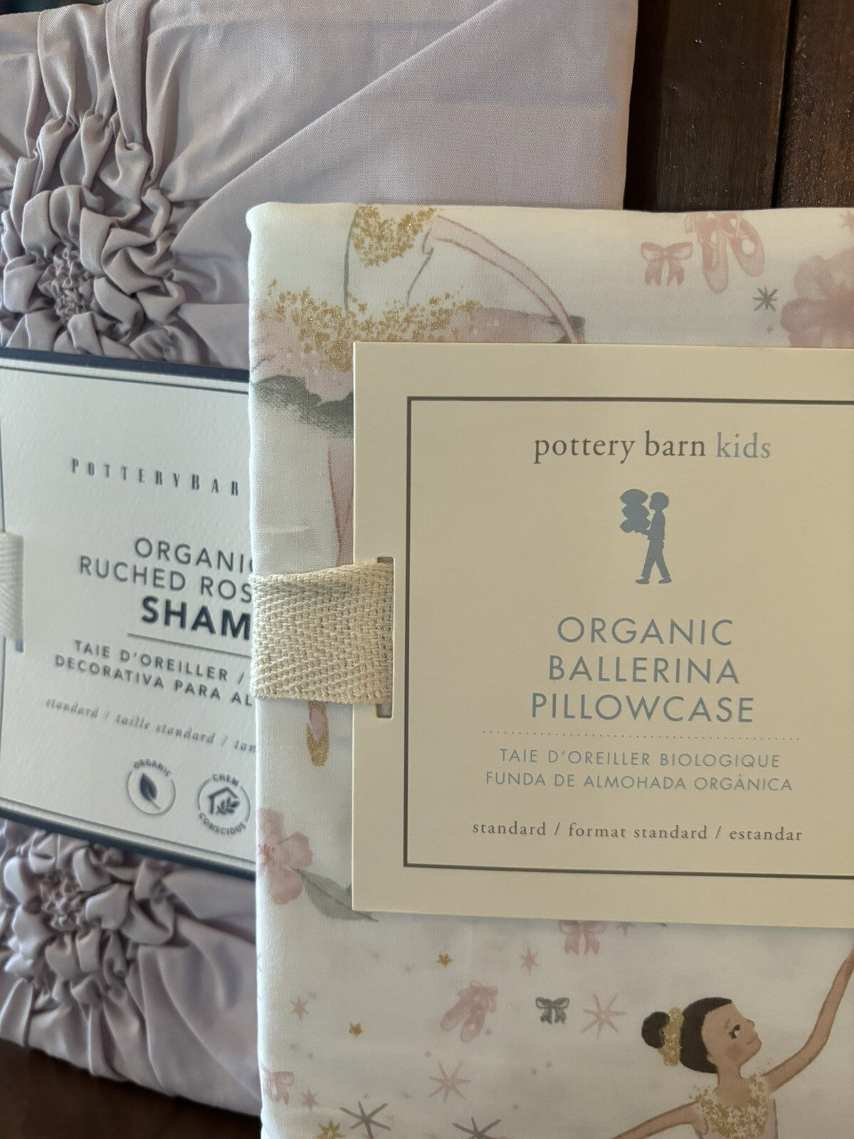 Pottery Barn Organic Ballerina Dance pillowcase cover girl ballet Sham Set 2