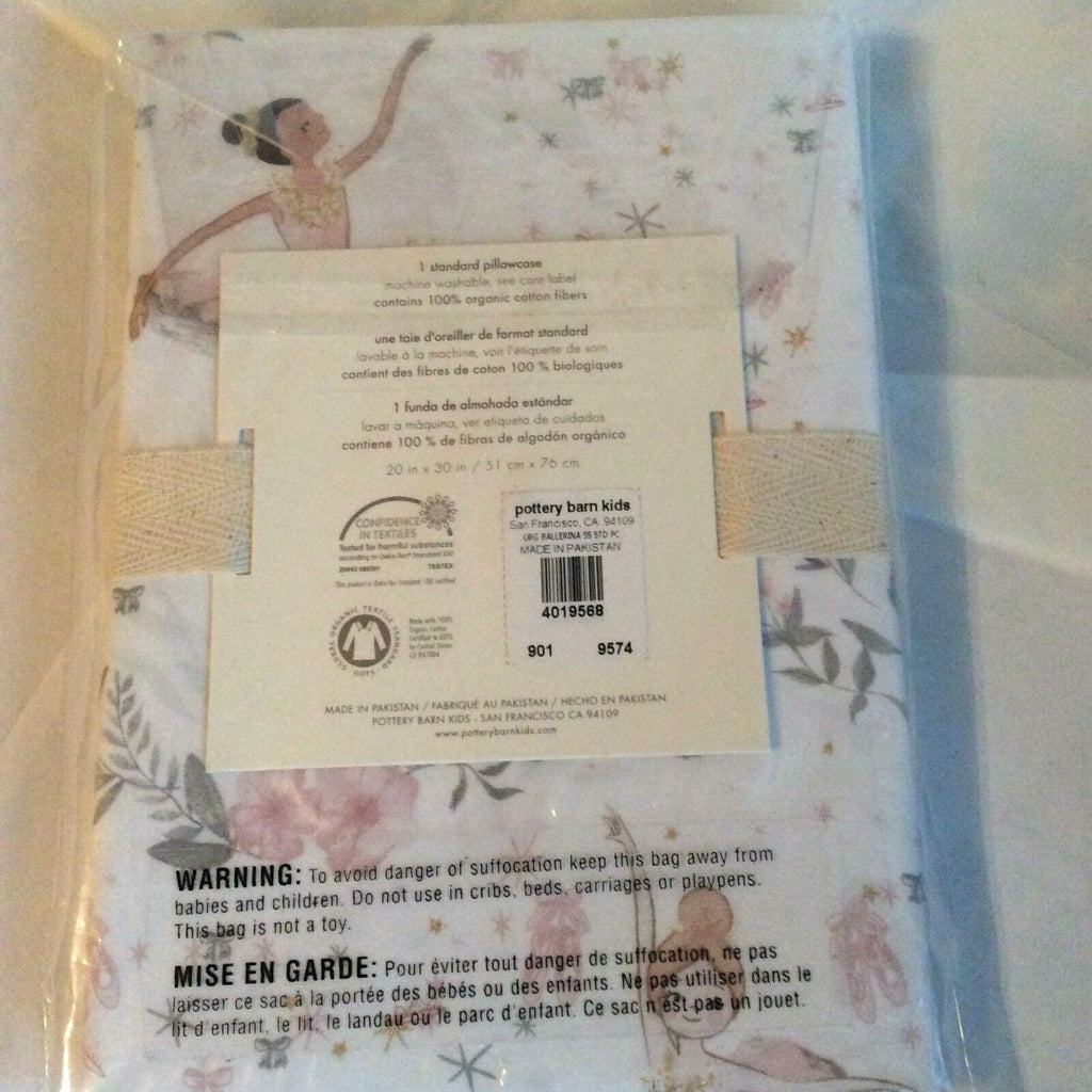 Pottery Barn Organic Ballerina Dance pillowcase cover girl ballet Sham Set 2
