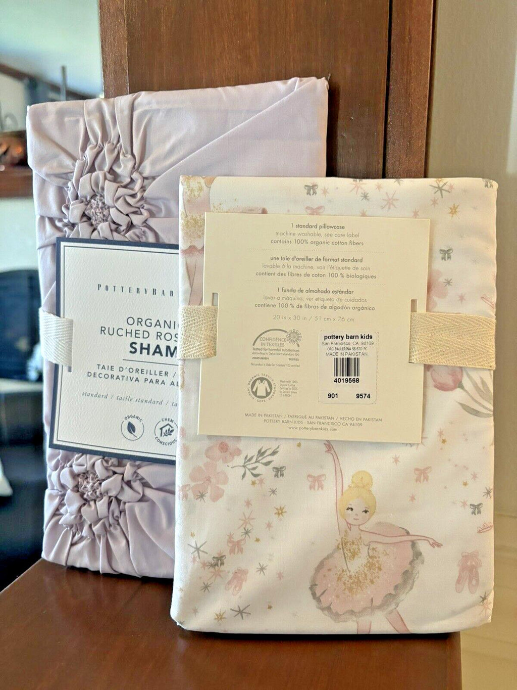 Pottery Barn Organic Ballerina Dance pillowcase cover girl ballet Sham Set 2