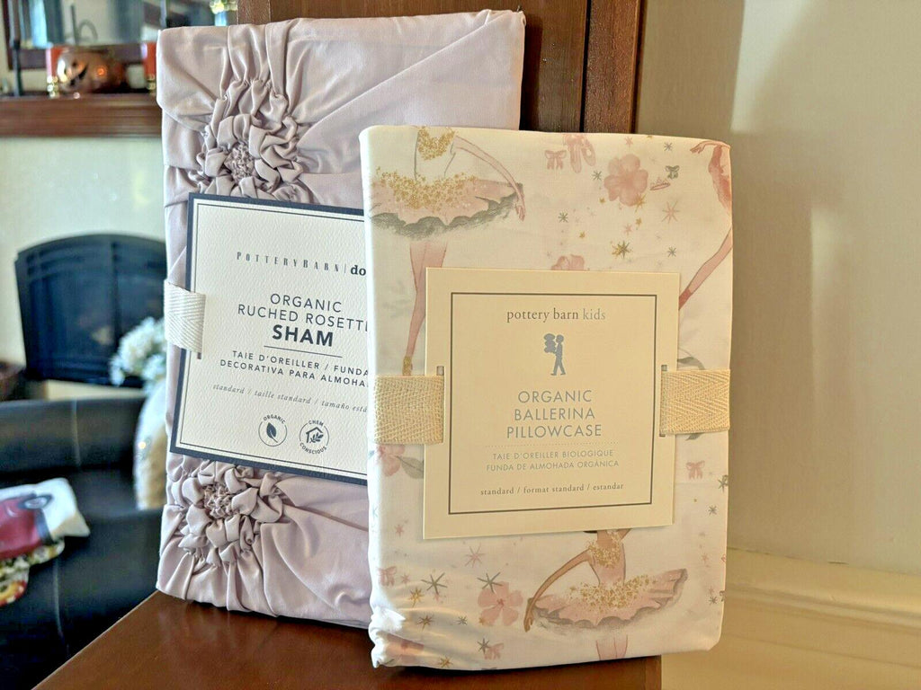 Pottery Barn Organic Ballerina Dance pillowcase cover girl ballet Sham Set 2