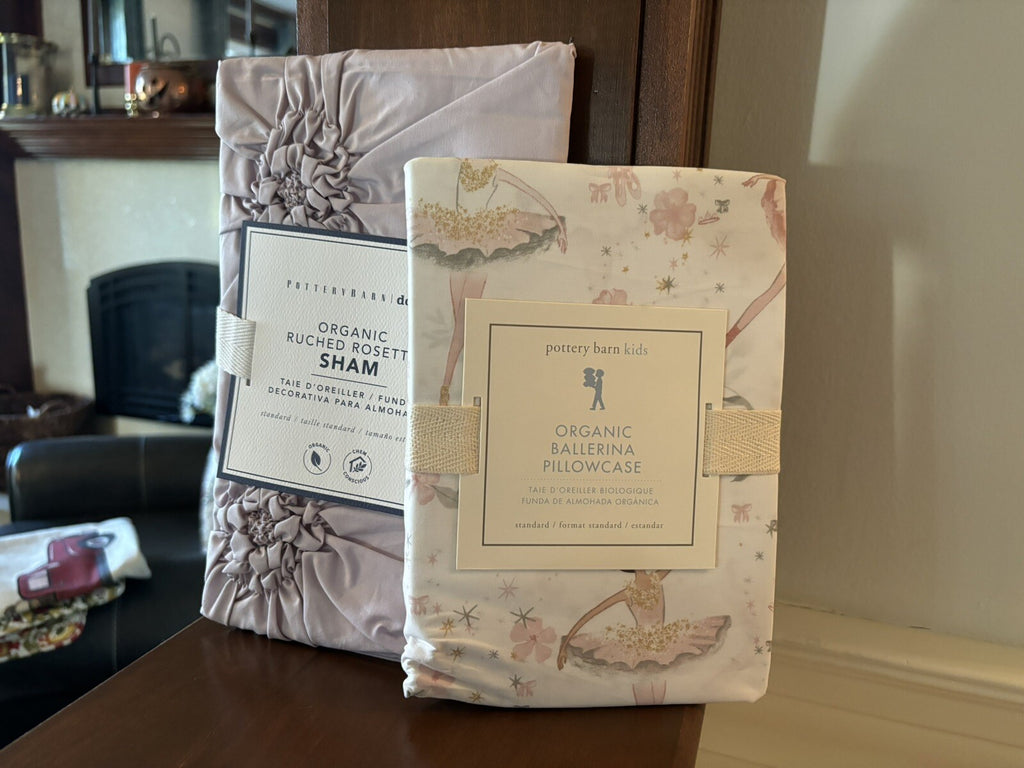 Pottery Barn Organic Ballerina Dance pillowcase cover girl ballet Sham Set 2