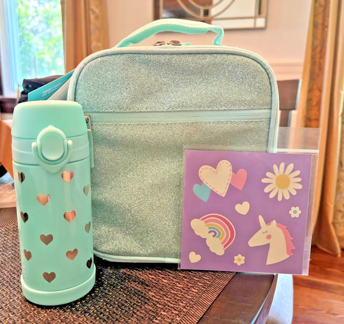 Pottery Barn school Disney Glitter Frozen LUNCH WATER girl heart Travel Bag ?? n