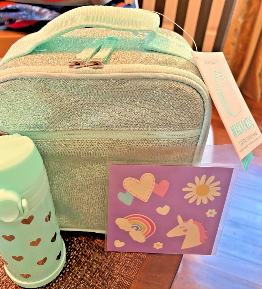 Pottery Barn school Disney Glitter Frozen LUNCH WATER girl heart Travel Bag ?? n