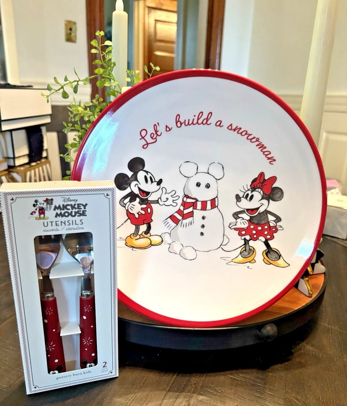 Pottery Barn DINNER SET holiday Mickey Mouse party school Disney Plate gift Kid