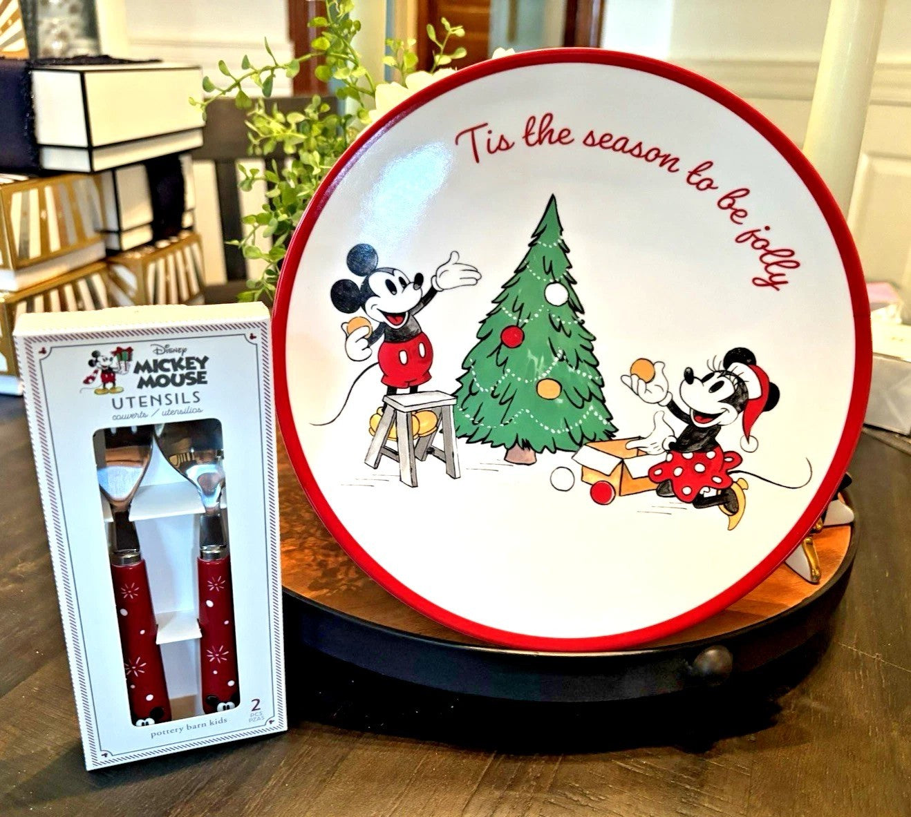 Pottery Barn DINNER SET holiday Mickey Mouse party school Disney Plate gift Kid