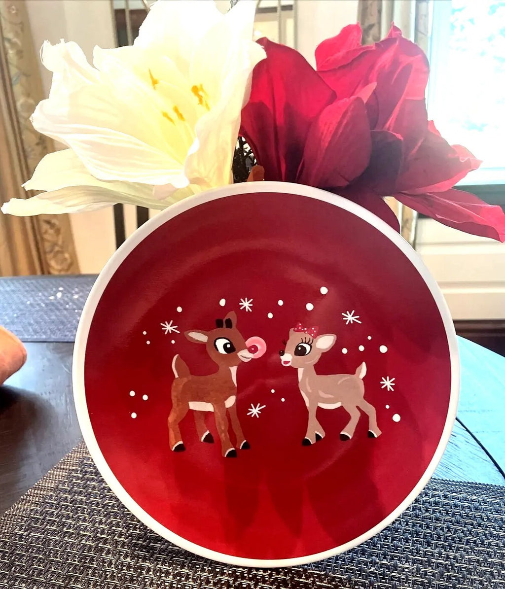 Pottery Barn holiday Rudolph Santa party school Disney dinner Plate gift SET 4