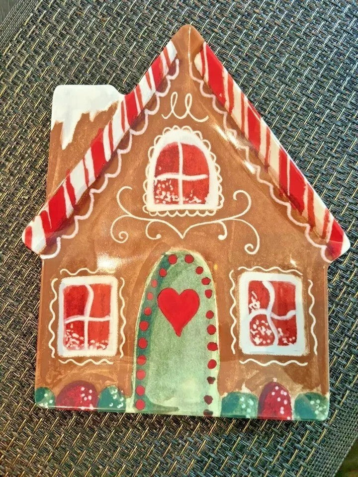 Pottery Barn Christmas Gingerbread Plate house holiday Candy Cane party SET 4