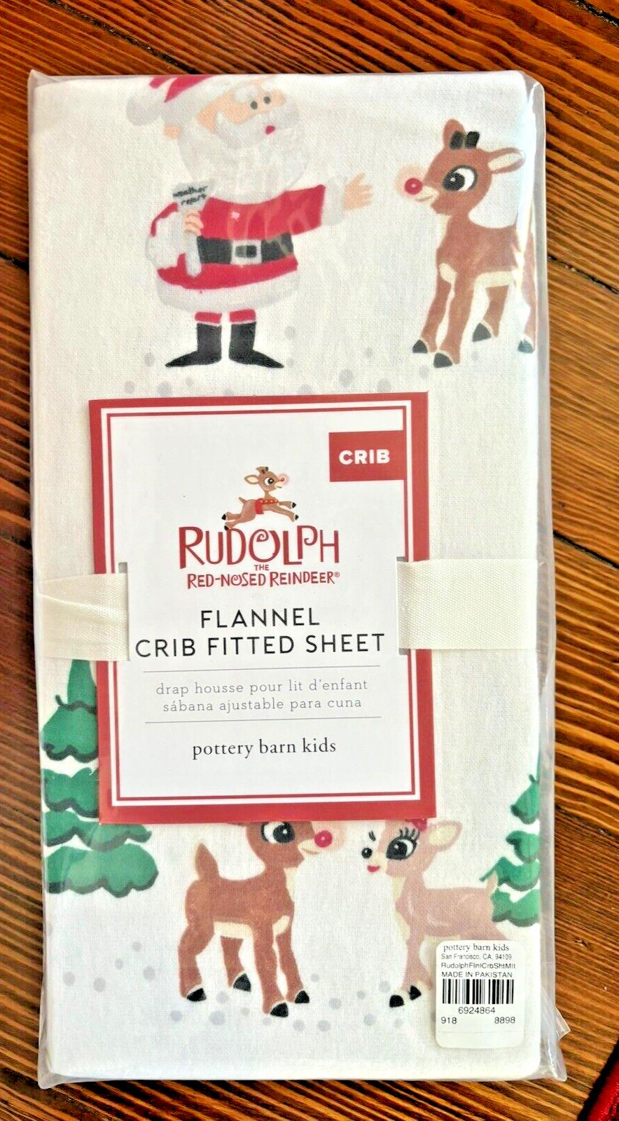 Pottery barn Holiday Crib Toddler baby Rudolph BED SHEET PILLOWCASE kid SET 2 '