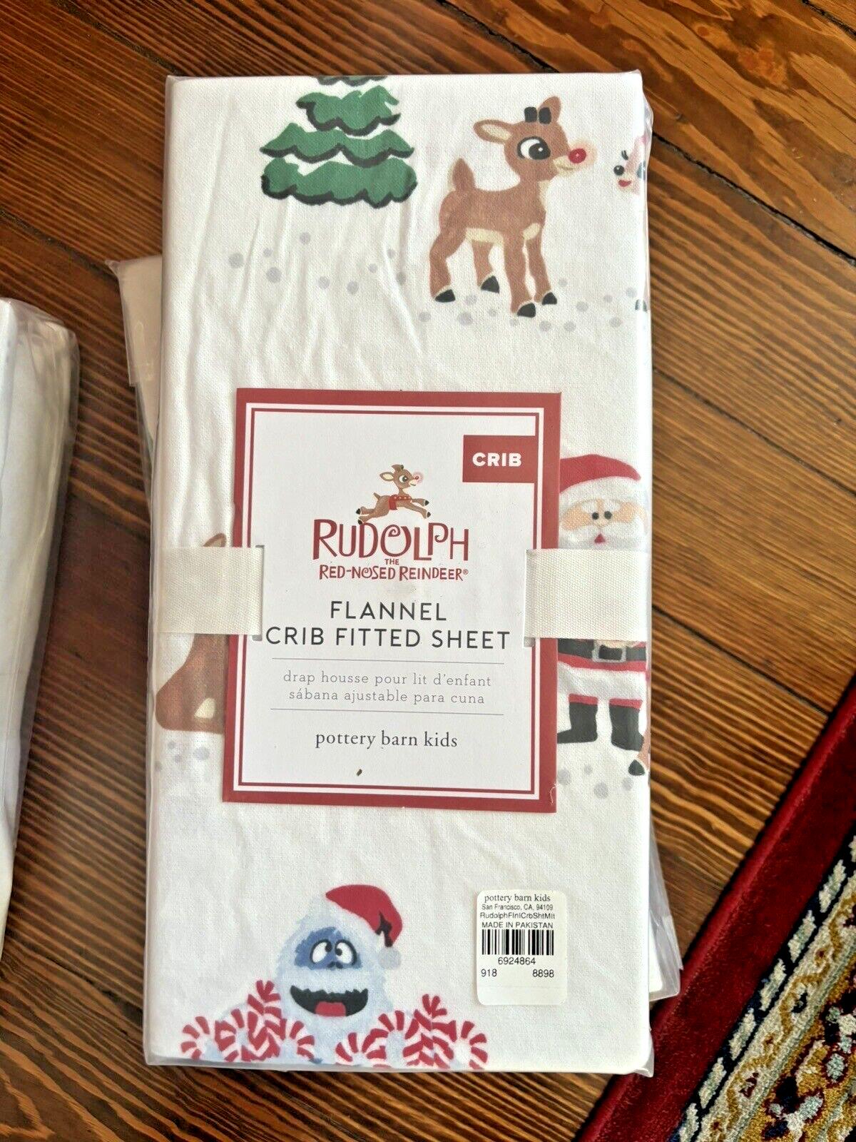 Pottery barn Holiday Crib Toddler baby Rudolph BED SHEET PILLOWCASE kid SET 2 '