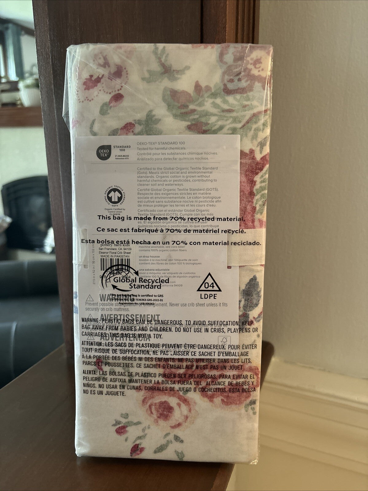Disney Pottery Barn CRIB TODDLER bed SHEET baby Floral holiday Christmas gift m