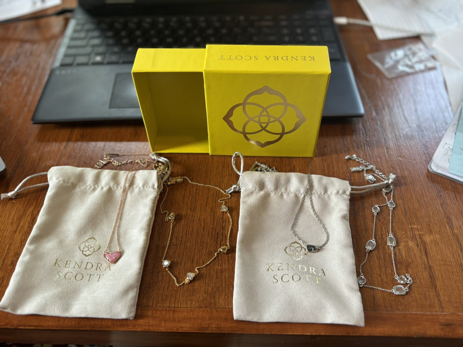 Kate Spade Kendra Scott SET 4 Necklace flower station heart mom GIFT teen gold .