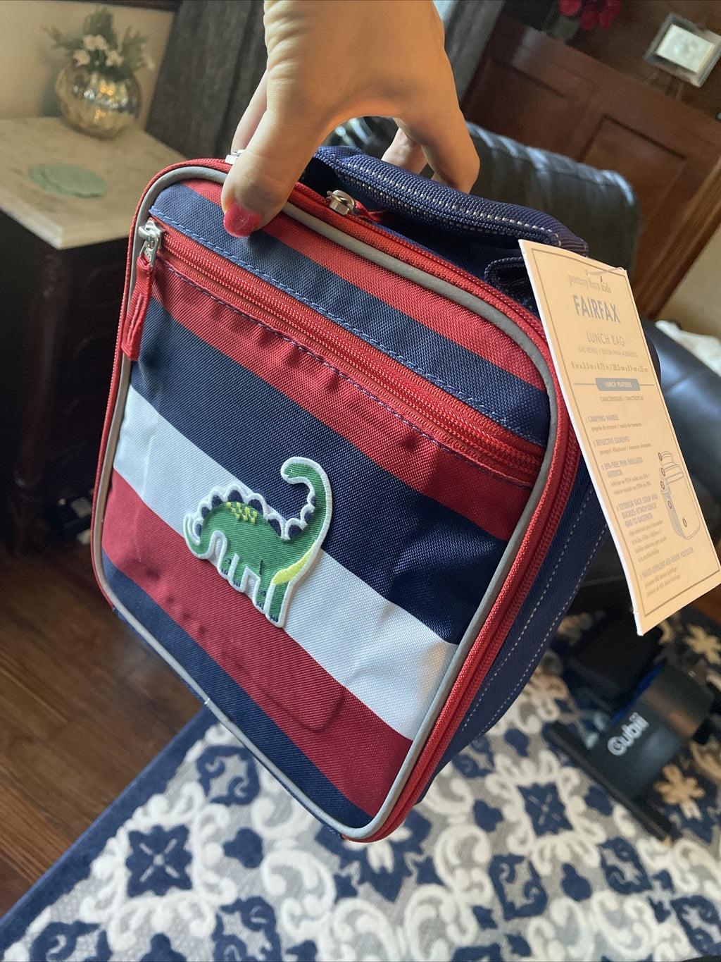 Pottery barn Disney LUNCH BOX bag School Dinosaur stripe Jurassic pre k n