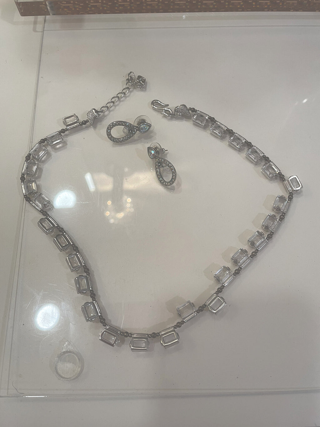 Swarovski set vintage necklace wedding +earrings holiday gift party bride girl .