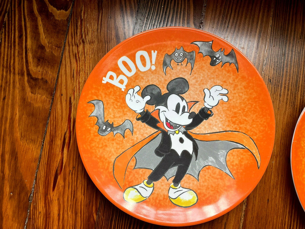 Disney Pottery Barn Mickey Mouse Plate Halloween holiday Party gift SET 4 n