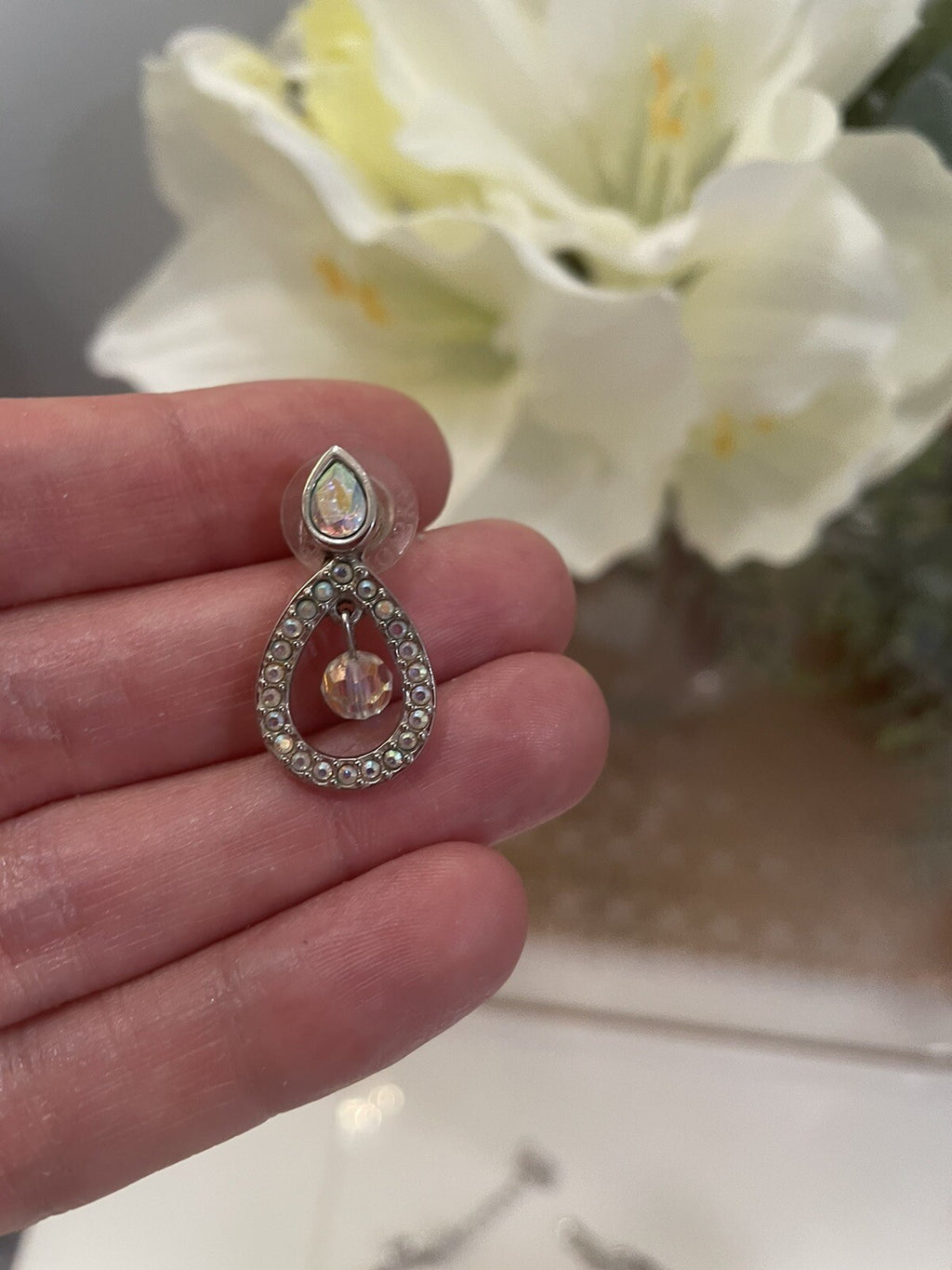 Swarovski set vintage necklace wedding +earrings holiday gift party bride girl .