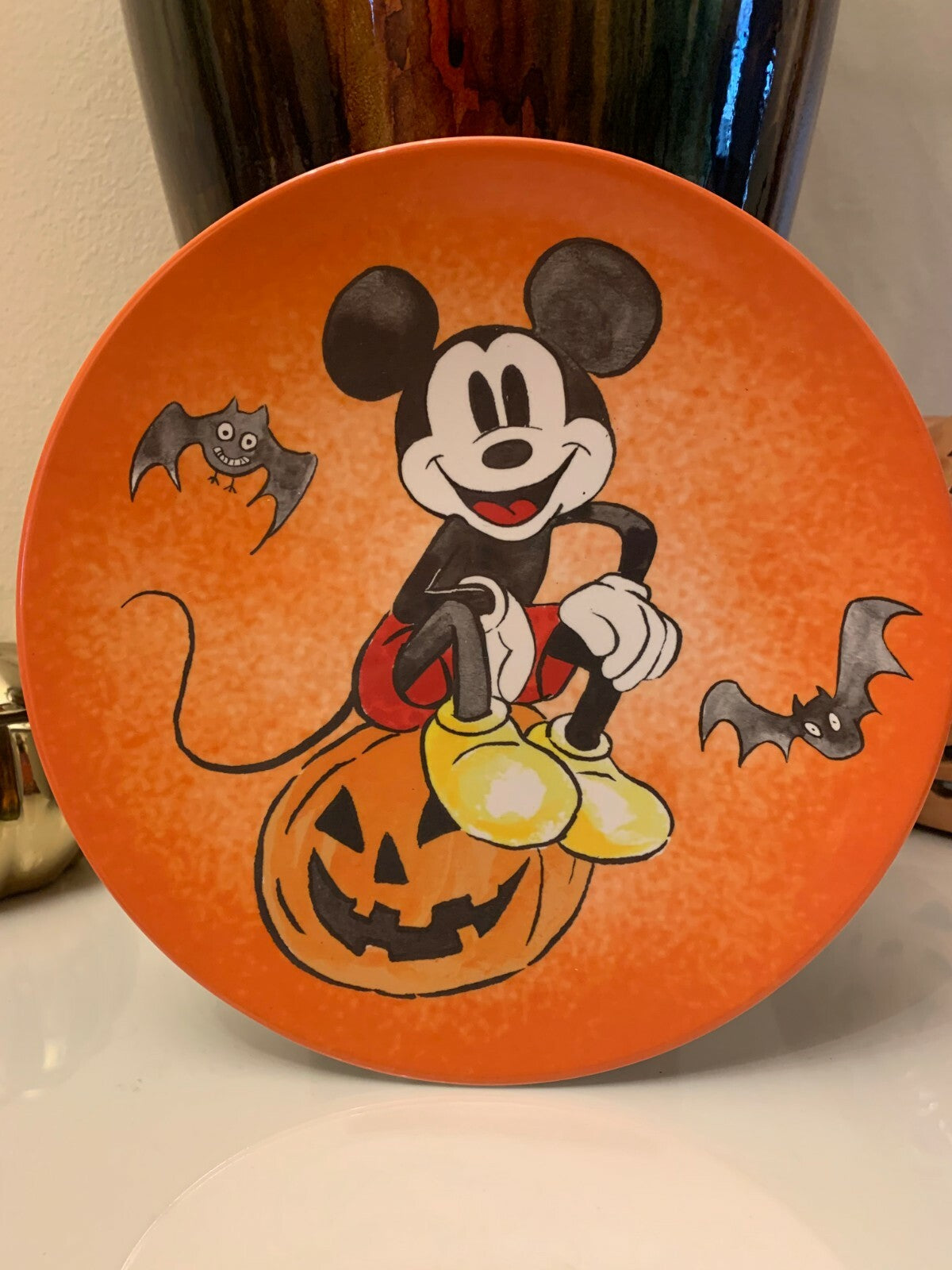 Disney Pottery Barn Mickey Mouse Plate Halloween holiday Party gift SET 4 n
