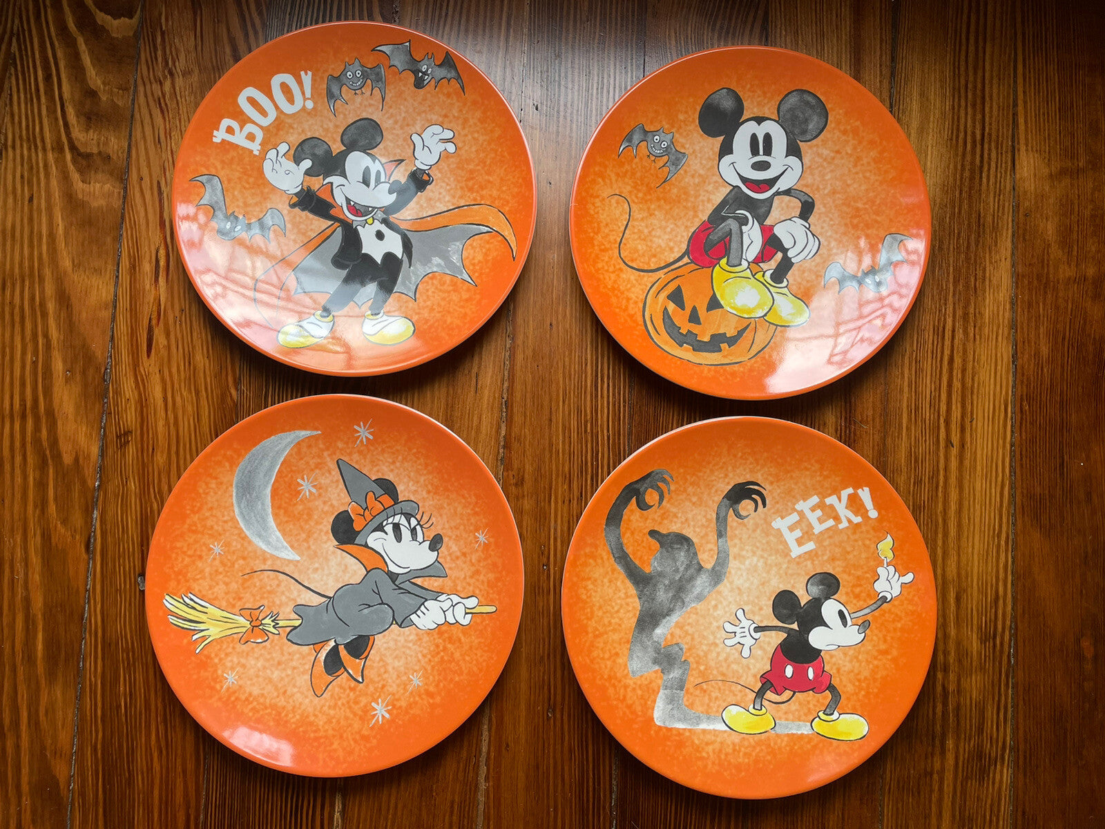 Disney Pottery Barn Mickey Mouse Plate Halloween holiday Party gift SET 4 n