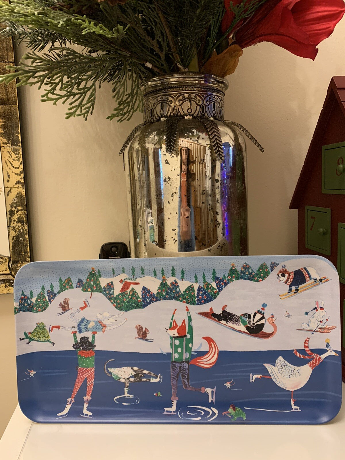 Anthropology Holiday Disney Platter Tray school kid Christmas Tree plate gift '