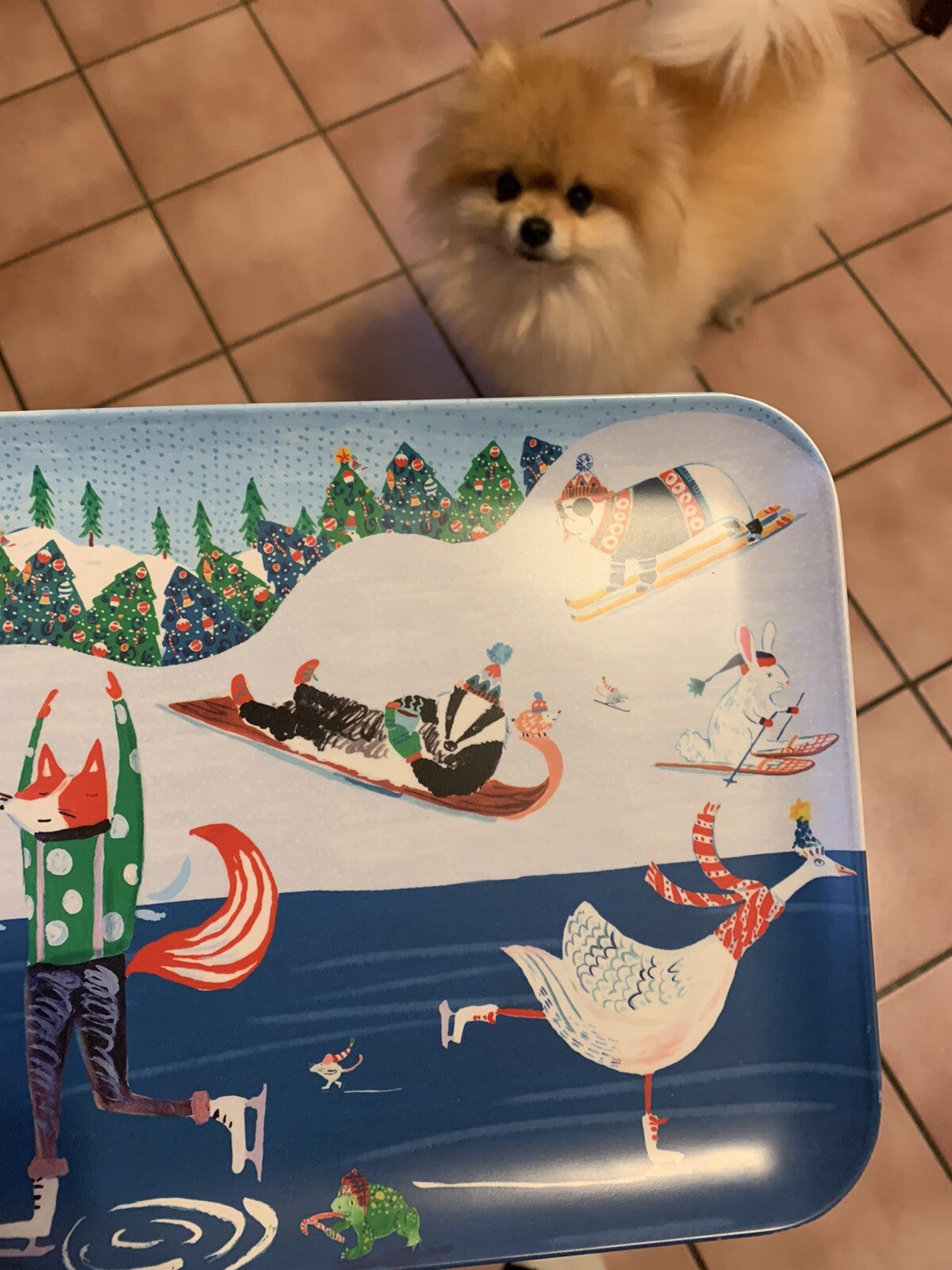 Anthropology Holiday Disney Platter Tray school kid Christmas Tree plate gift '