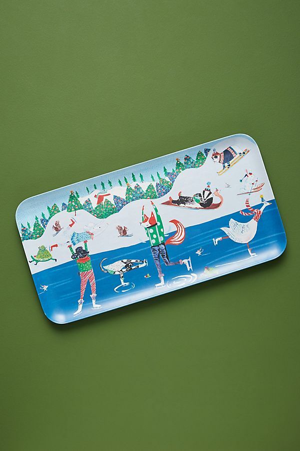 Anthropology Holiday Disney Platter Tray school kid Christmas Tree plate gift '