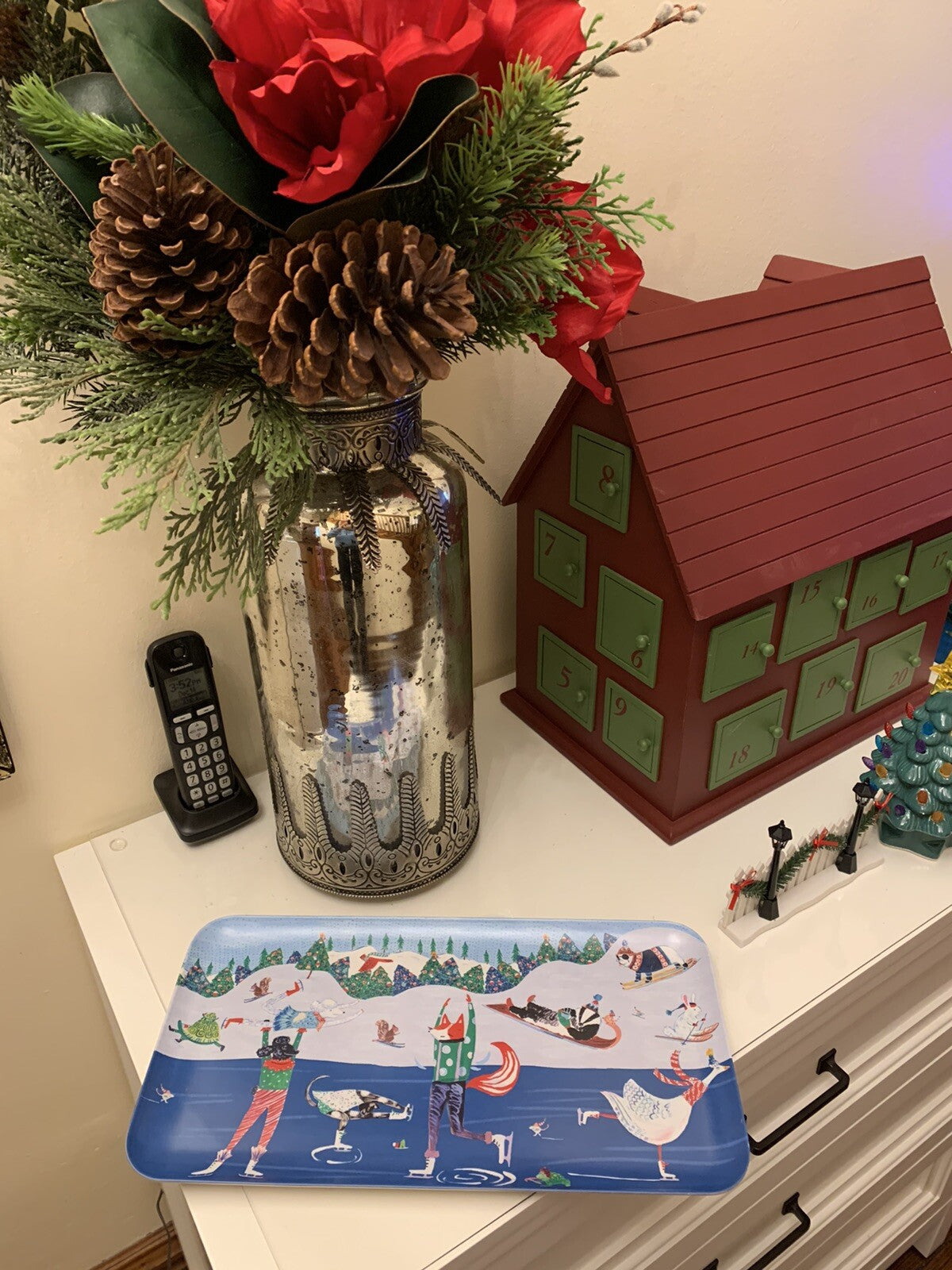 Anthropology Holiday Disney Platter Tray school kid Christmas Tree plate gift '