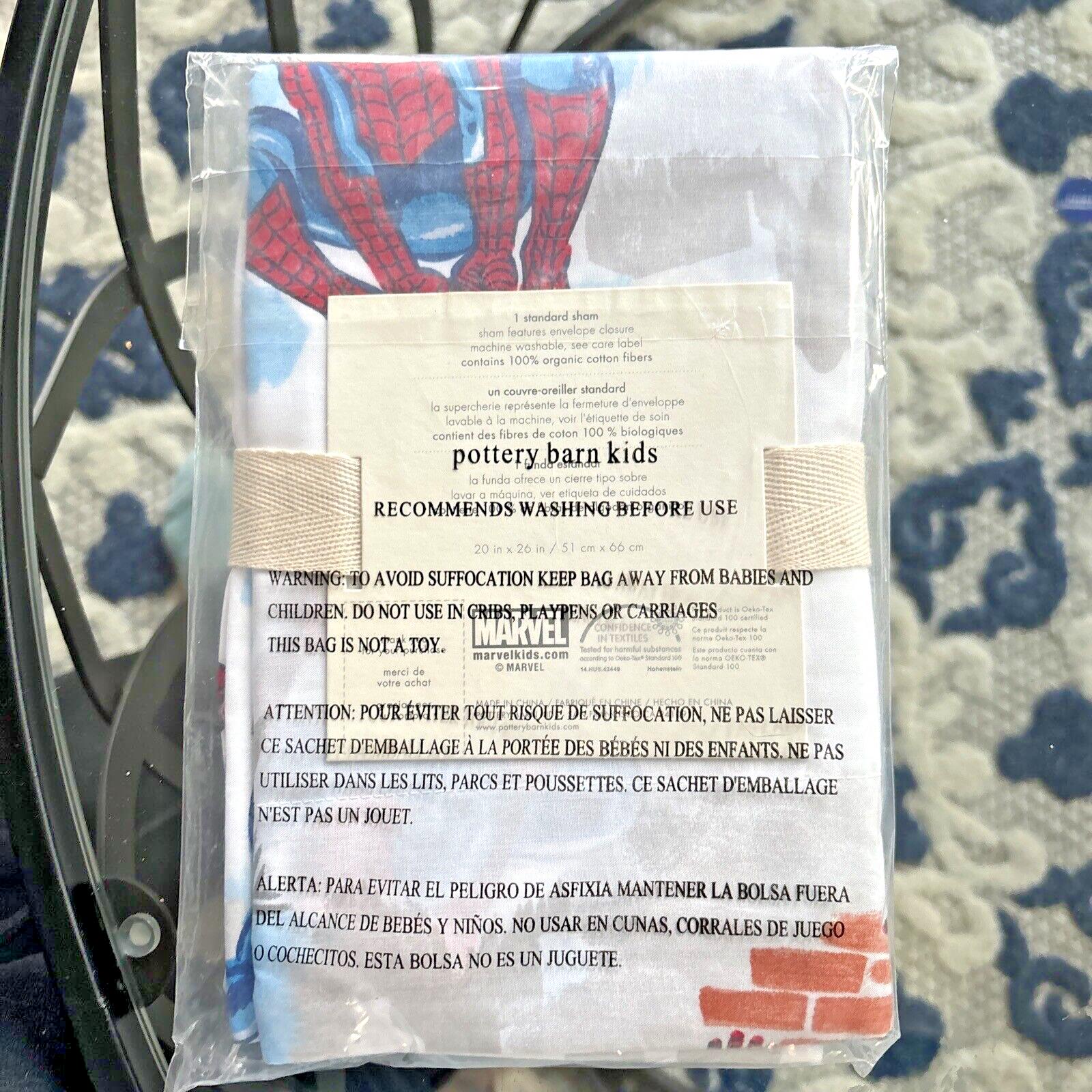 Pottery Barn Marvel Avengers Spiderman Thor Holiday  STAR Pillow SHAM  Disney n