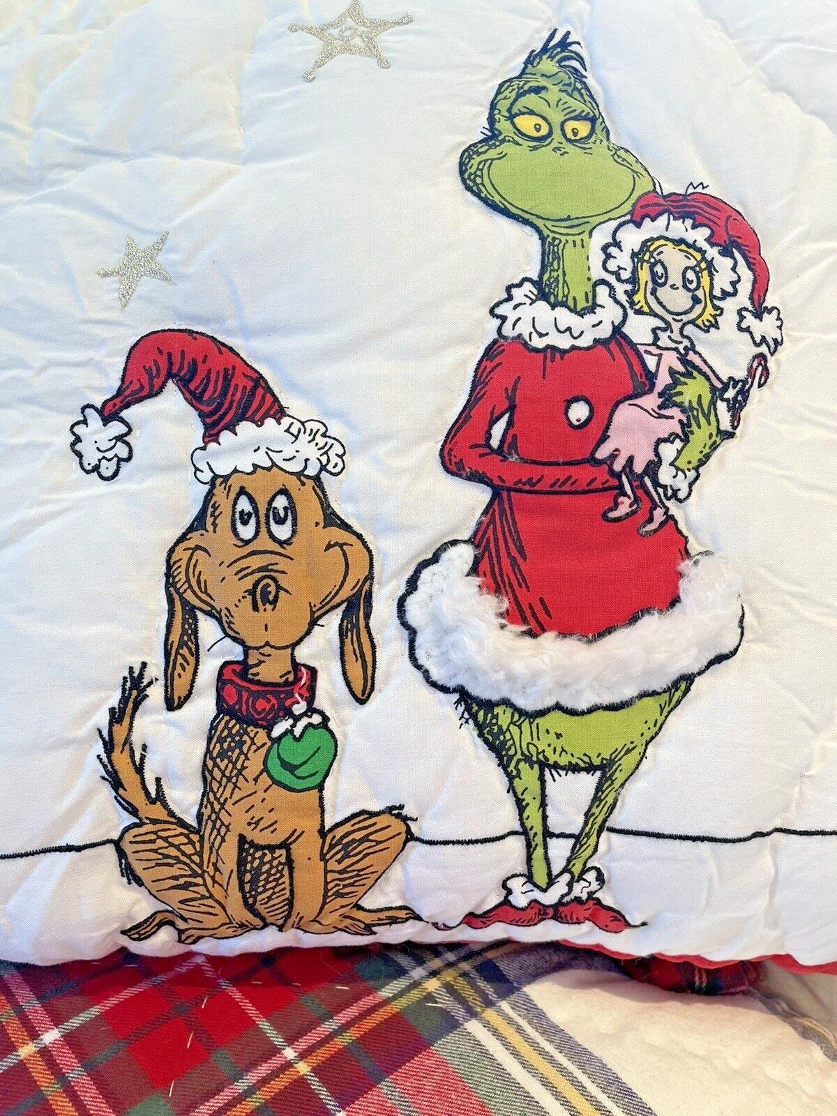 Pottery Barn Grinch Christmas pillow Sham Dr Seuss Disney Holiday party kid nn