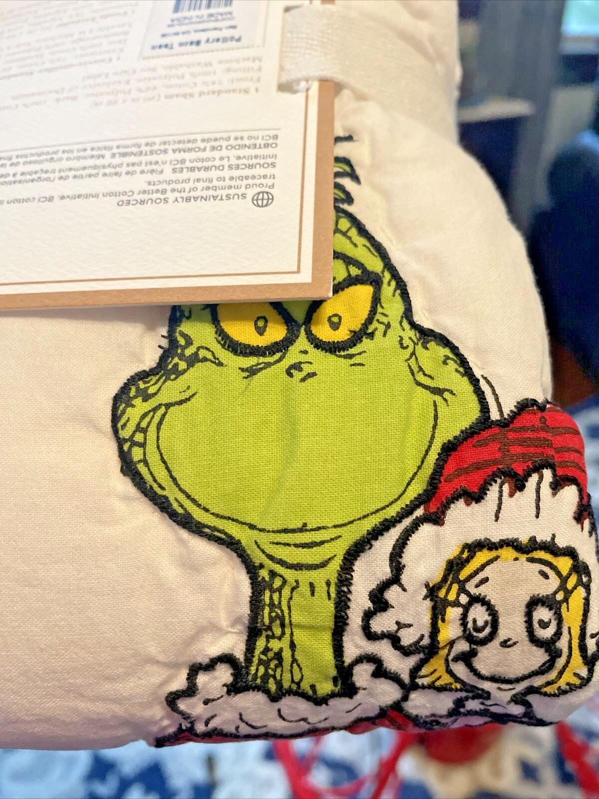Pottery Barn Grinch Christmas pillow Sham Dr Seuss Disney Holiday party kid nn