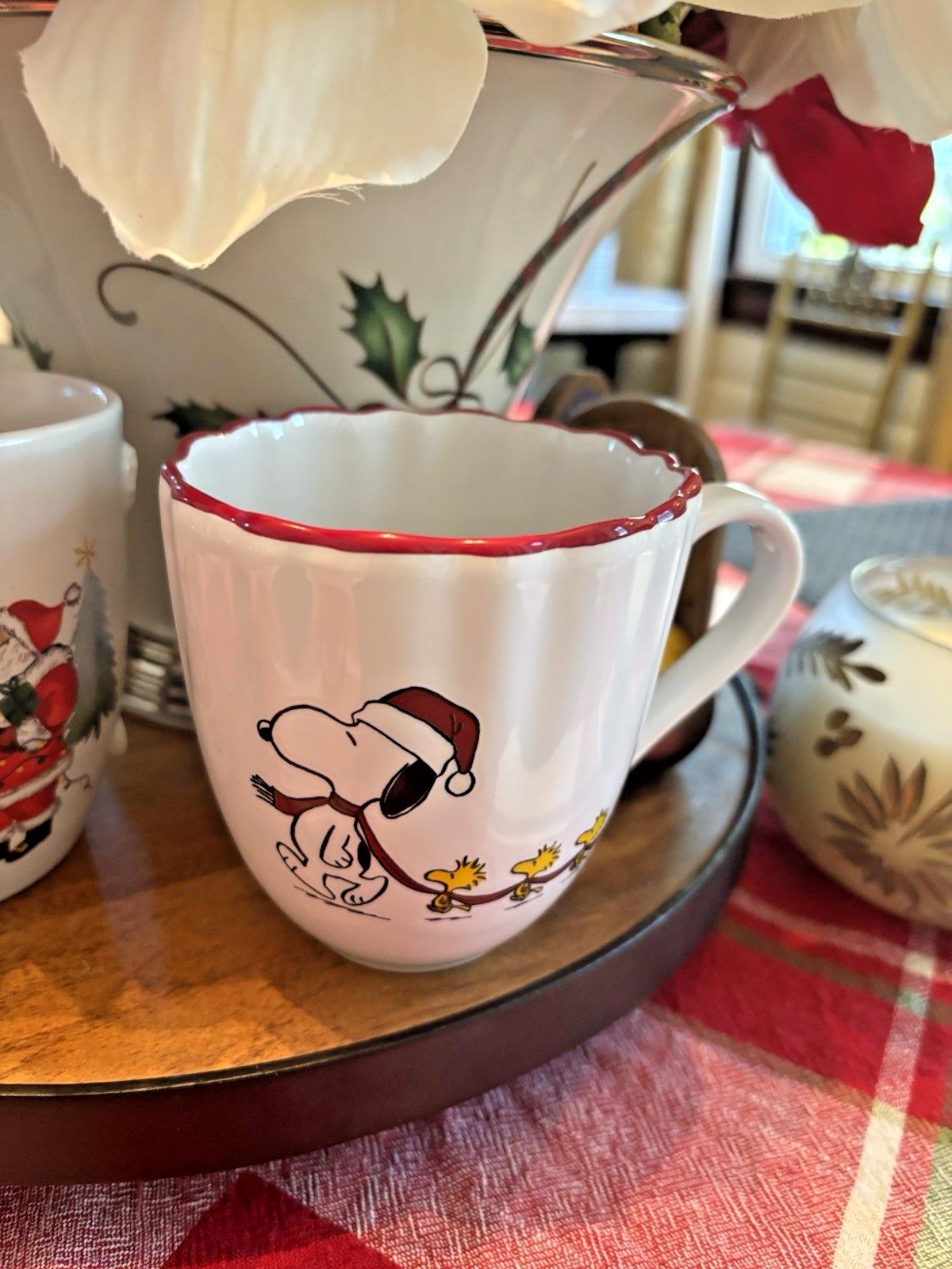 pottery barn Santa Christmas Snoopy holiday Snowman Coffee Mug cup gift kid M