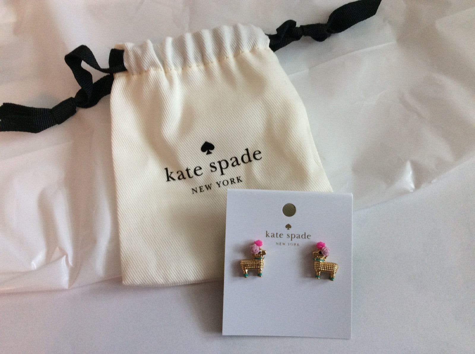 Kate Spade holiday Post earrings + BAG unicorn gold birthday School party GIFT 1