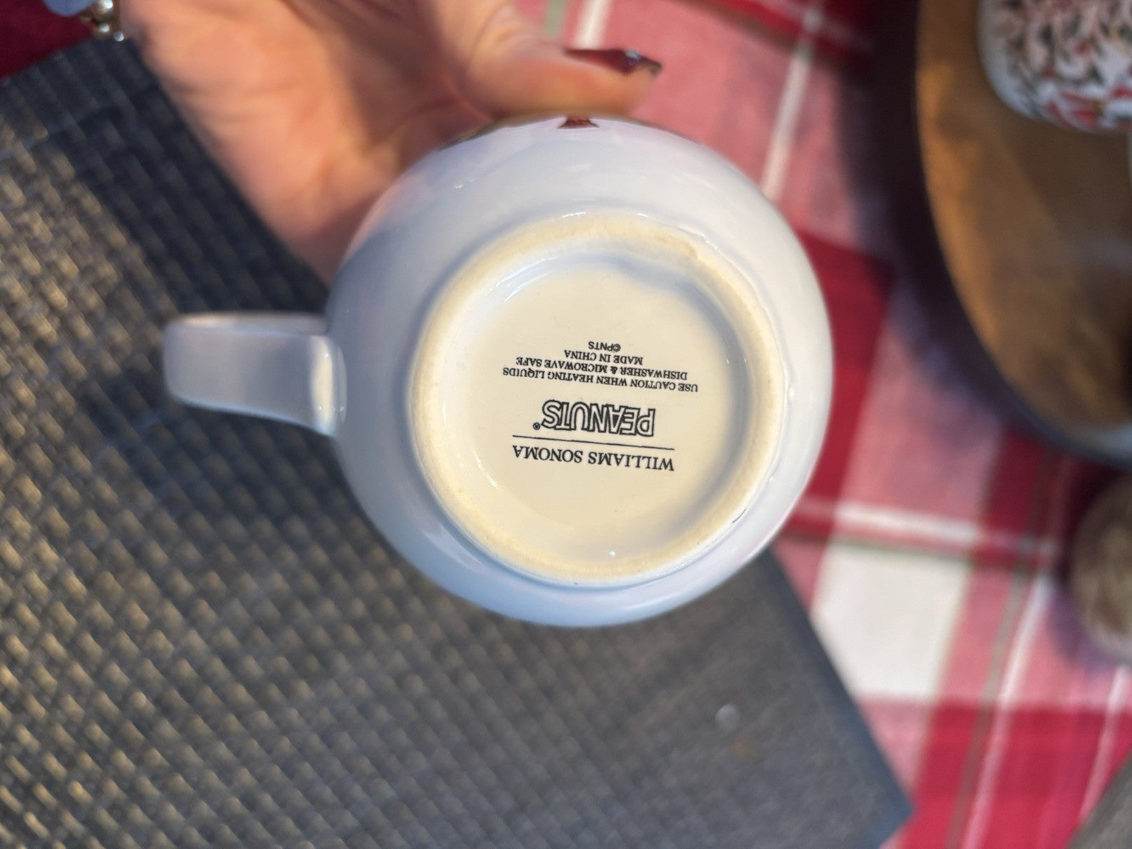 pottery barn Santa Christmas Snoopy holiday Snowman Coffee Mug cup gift kid M