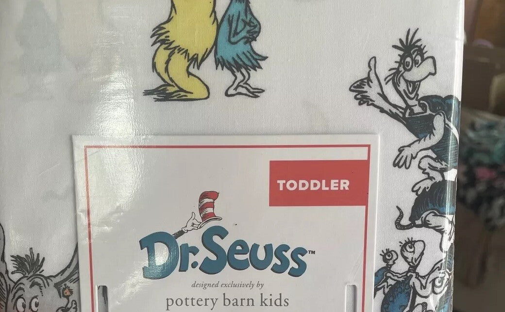 Pottery barn Disney Toddler SHEET baby crib Seuss Holiday Gift school pre-k  q