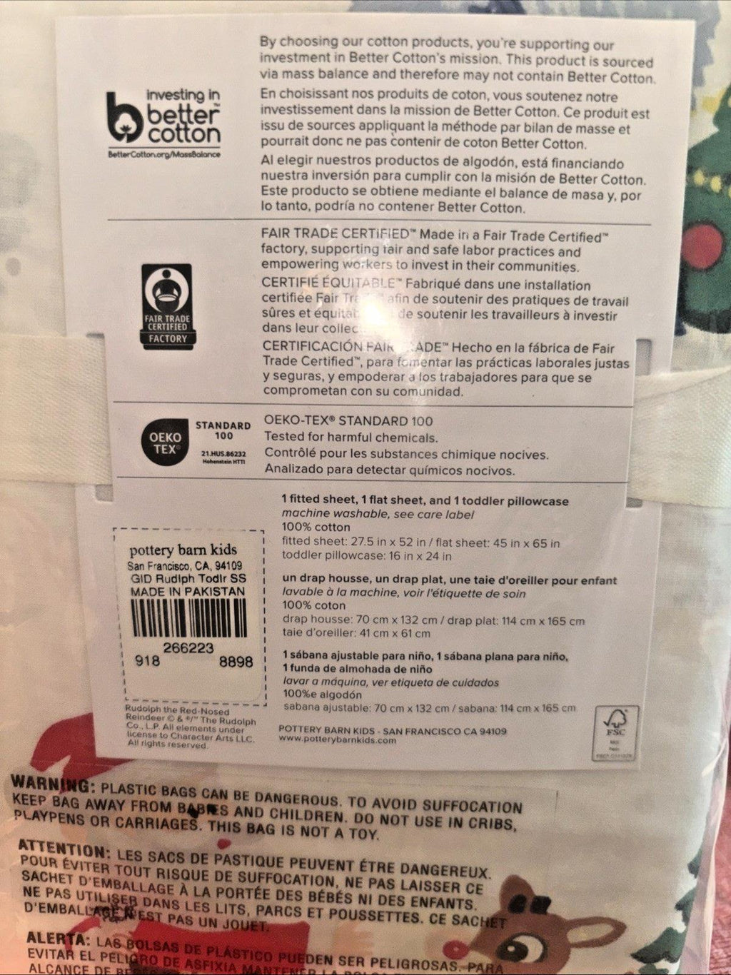 Pottery Barn holiday Christmas Rudolph Toddler baby Crib SHEET SET pillowcase 3P