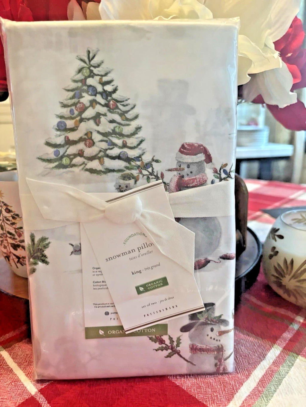 Pottery Barn holiday Snowman nutcracker Pillowcase KING Christmas party SET 2